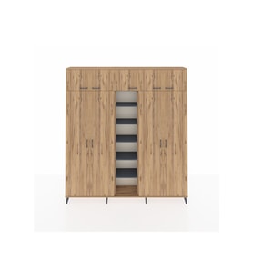 Arges Dolap 12 Raflı 9 Kapaklı 2 Askılı 220x30x243 Çam-Çam/Antrasit