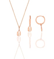 Gümüş rose deniz kabuğu modeli minimal kolye ve küpe seti SGTL12392KABUK