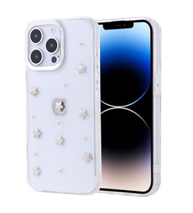 Coverzone Apple iPhone 15 Pro ile uyumlu K?l?f Airbag K�?eli 2mm Kamera �?k?nt? Korumal? Simli ?effaf Bask?l? Z-Kutup Kapak Y?ld?z