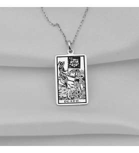Kişiye Özel 925 Ayar Gümüş Death Tarot Kolye (Gümüş)