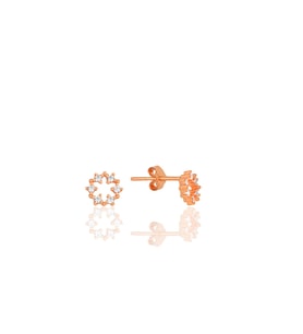 Gümüş rose zirkon taşlı kar tanesi küpe SGTL12184ROSE