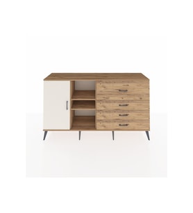 Kronos Konsol 4 Raflı 4 Çekmeceli Tek Kapaklı  176x59x99 Çam-Aytaşı/Çam