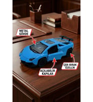 Lamborghini Aventador Oyuncak Metal Çek Bırak Spor Araba - Açılan Kapılı Mavi Model Araba