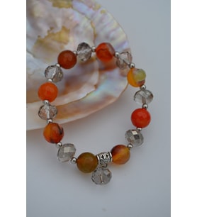 STONEAGE JEWELLERY Akik Taşlı ve Çek Kristali Bileklik (Altın / Dore)