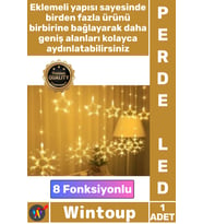 #PerdeLed 10 Saçaklı Dış Mekan Uyumlu Fişli Eklemeli 8 Fonksiyonlu Animasyonlu Kar Tanesi Perde Led