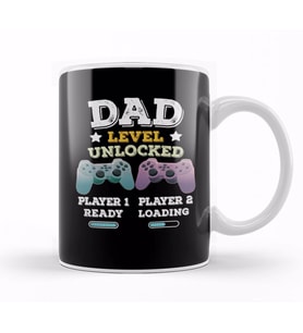 Dad Level Unlocked Gaming New Dad Baby Announcement Fathers Day Daddy To Be Video Game First 02 Kupa Bardak Porselen