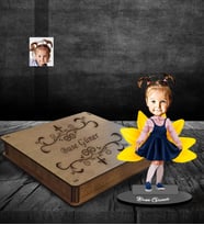 Kişiye Özel Kız Çocuk Karikatürlü Ahşap Biblo Kutulu Model-3