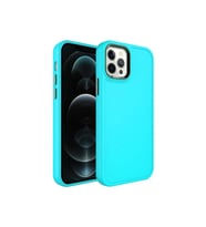 Apple iPhone 12 Pro Max Uyumlu Kılıf Metal Çerçeve ve Buton Tasarımlı Sert Zore Botox Kapak (Turkuaz)