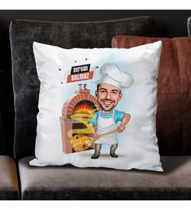 Kişiye Özel Fırıncı Erkek Karikatürlü Yastık