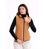 Monox Kadın Slim Fit Tam Fermuarlı Polar Yelek (Kahverengi)