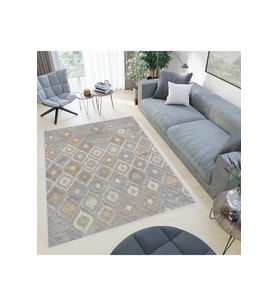 Rovigo Home Dijital Baskı Yıkanabilir Kaymaz Taban Salon Halısı RVG0434 (Gri)