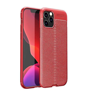 Uyumlu Model Apple iPhone 12 Pro Kılıf Deri Tarzı Niss Silikon Case (Kırmızı)