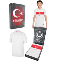 Türkiye Milli Takım Beyaz Çocuk Forması Orijinal Taraftar Forması Ahşap Kutulu (Kırmızı-Beyaz)