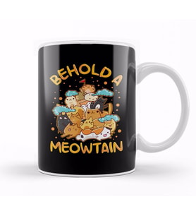 Funny Behold A Meowtain Cat Mountain Kitty Pun Kupa Bardak Porselen