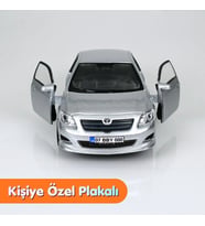 Toyota Corolla 2009 Metal Model Araba Gri - Kişiye Özel Plakalı (1:36 Ölçek)