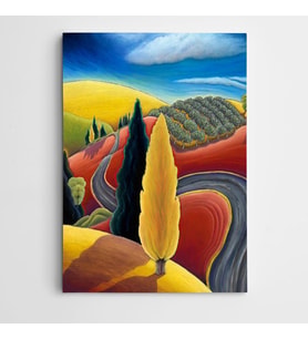 Ağaç ve Yol Modern Sanat Kanvas Tablo