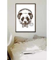 Doreart Panda Dekoratif Çerçeveli Ahşap Kazıma, Ev Ofis Duvar Panosu