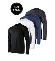Erkek 4'lü Paket Basic Uzun Kollu Tişört Sporcu Body T-shirt