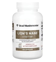 Real Mushrooms, Lion's Mane, Mushroom Extract Powder, 120 Capsules.Abd Menşei (Renksiz)