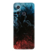 Xiaomi Redmi 12C Kılıf Resimli Desenli Baskılı Silikon Red Blue Black Abstact 1386
