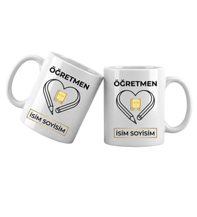 Öğretmen Temalı Kişiye Özel Kupa Bardak – İsim Yazılı Öğretmen Meslek Kupası Öğretmen Hediyesi (Beyaz)