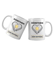 Öğretmen Temalı Kişiye Özel Kupa Bardak – İsim Yazılı Öğretmen Meslek Kupası Öğretmen Hediyesi (Beyaz)