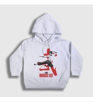 Presmono Unisex Çocuk Beyaz i am Bruce Lee Kapüşonlu Sweatshirt 256802tt