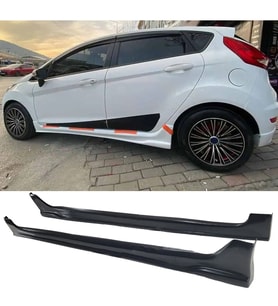 Ford Fiesta Mk6 Custom Yan Marşpiyel Seti Plastik 2 Adet Mat Siyah 2008-2017 karlık+ek+bodykit