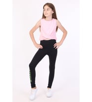 Toontoy Kız Çocuk Baskılı Tayt (Siyah)
