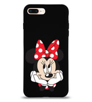 Apple iPhone 8 Plus Uyumlu Lansman Kılıf Minnie Mouse Tasarımlı Altı Kapalı İçi Kadife Kaplı  Kapak (Şeffaf)