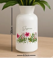 BK Gift Kişiye Özel Çiçek Tasarımlı Seramik Vazo-6, Ev Hediyesi, Ofis Hediyesi