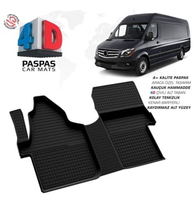 Mercedes Sprinter W906 4D Araca Özel Havuzlu Kauçuk Paspas 2006 Üzeri Ön Çift Koltuk (Karışık)