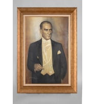 Altın Varaklı Çerçeveli Paspartulu Atatürk Tablo a274 (Gold)