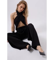 Düşük Bel Oversize Keten Pantolon