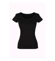 Trender Derin Yaka Siyah Kadın T-Shirt 2603-04