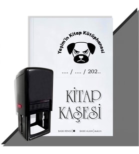 Kişiye Özel Kızgın Emoji Köpek Tarihli Otomatik Kitap Kaşesi (Siyah)