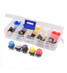 12x12mm Tact Buton Kapak Kutulu Set 25 Adet 5 Renk Anahtar Push