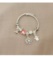 Kalp Aşkı: Kırmızı Gözlü Kalp Charmlı Gümüş Renkli Pandora Model Çelik Kadın Bilekliği!
