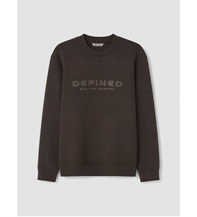 LCW Vision Kahverengi Bisiklet Yaka Baskılı Erkek Sweatshirt