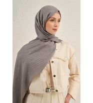 Lyocell Viscon Stripes Desenli Şal 2 (Koyu Gri)