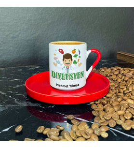 Diyetisyene Hediye Kırmızı Türk Kahvesi Fincanı 003