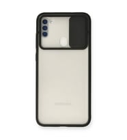 Samsung Galaxy A11 Kılıf Palm Buzlu Kamera Sürgülü Silikon - Siyah