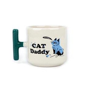 Cat Daddy Baskılı Yeşil Kulplu T Kupa