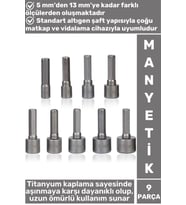 Premium Uzun Ömürlü Aşınmaya Dayanıklı Matkap Vidalama 5 Mm-13 Mm 9 Parça Manyetik Somun Adaptörü