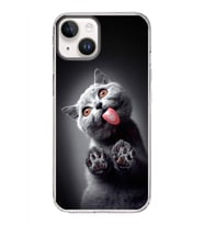 PrintiFy Apple  iPhone 14 Plus ile Uyumlu 1mm Slim Fit Kedi 2 050c Baskılı Şeffaf  Kılıf