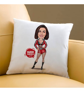 Kişiye Özel Havalı Hatun Karikatürlü Yastık