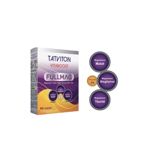 Tatviton Vitaboost Fullmag 60 Tablet Magnezyum Taurat Bisglisinat Malat Ve B6