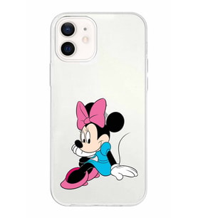 Apple iPhone 12 Mini Uyumlu Kapak Minnie Mouse Tasarımlı Şeffaf Silikon Kılıf