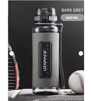 Uzspace 1100 ML Mega Büyük Boy Tritan Su Matarası Silikon Korumalı Kaydırmaz Gövde Suluk (Gri)