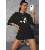 Unisex Uzay Baskılı T-shirt (Siyah)